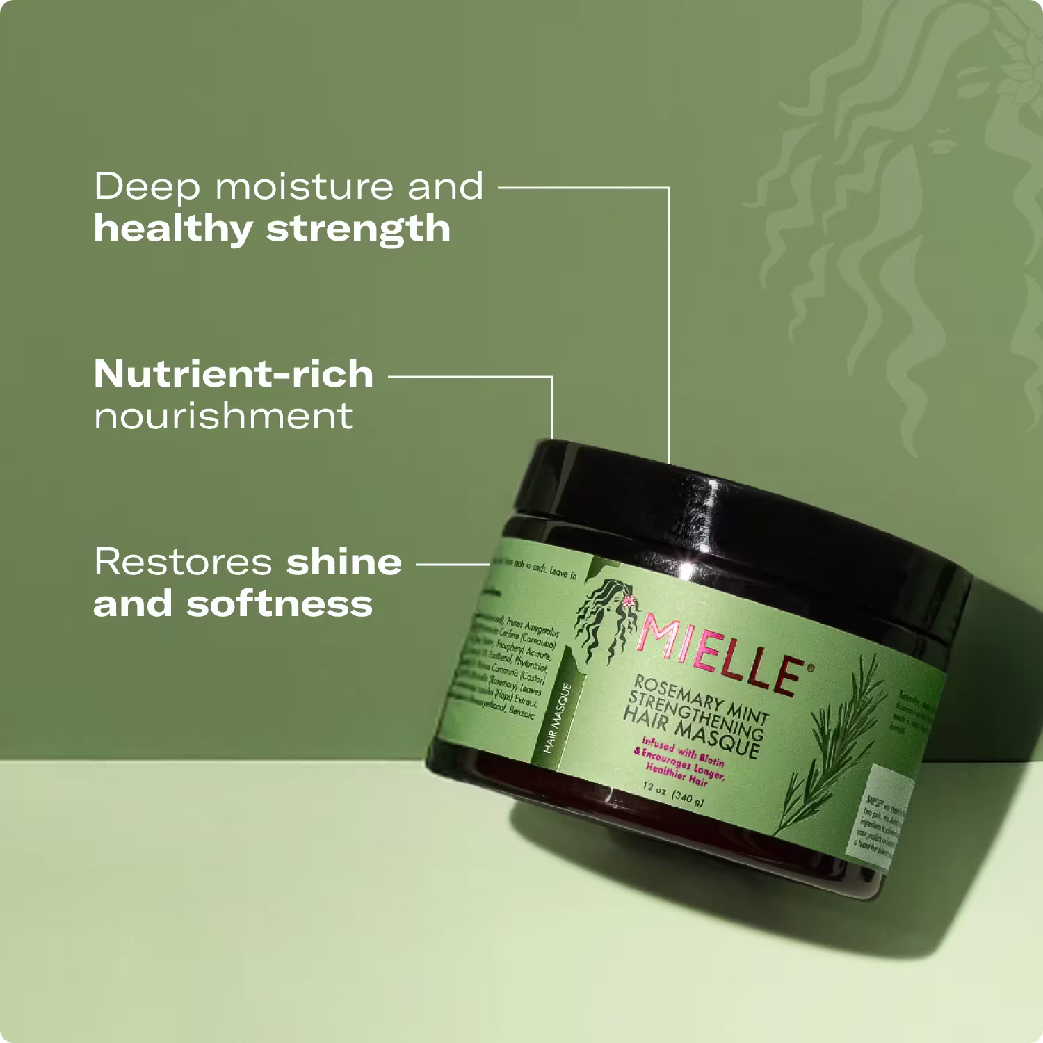 Mielle – Rosemary & Mint Strengthening Hair Mask – 340g - Image 2